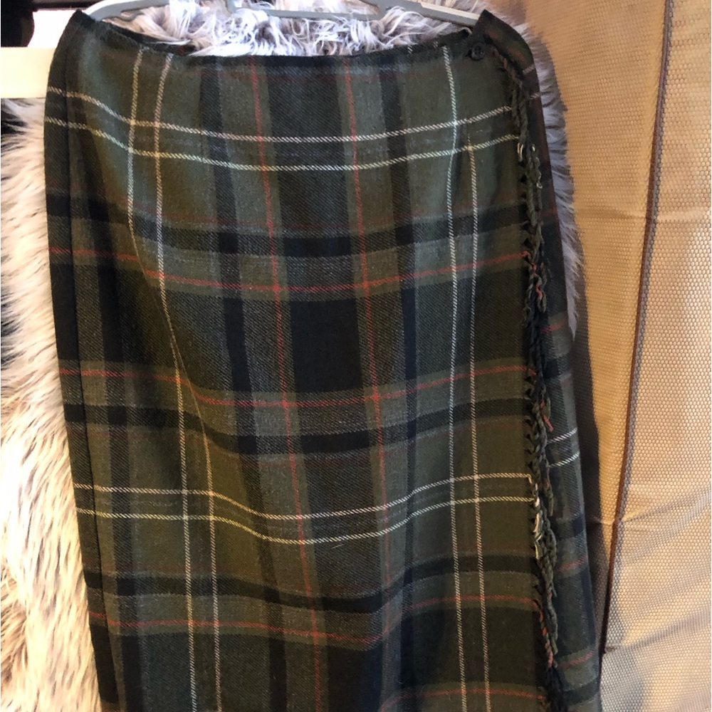 Green Plaid Skirt w/Fringe